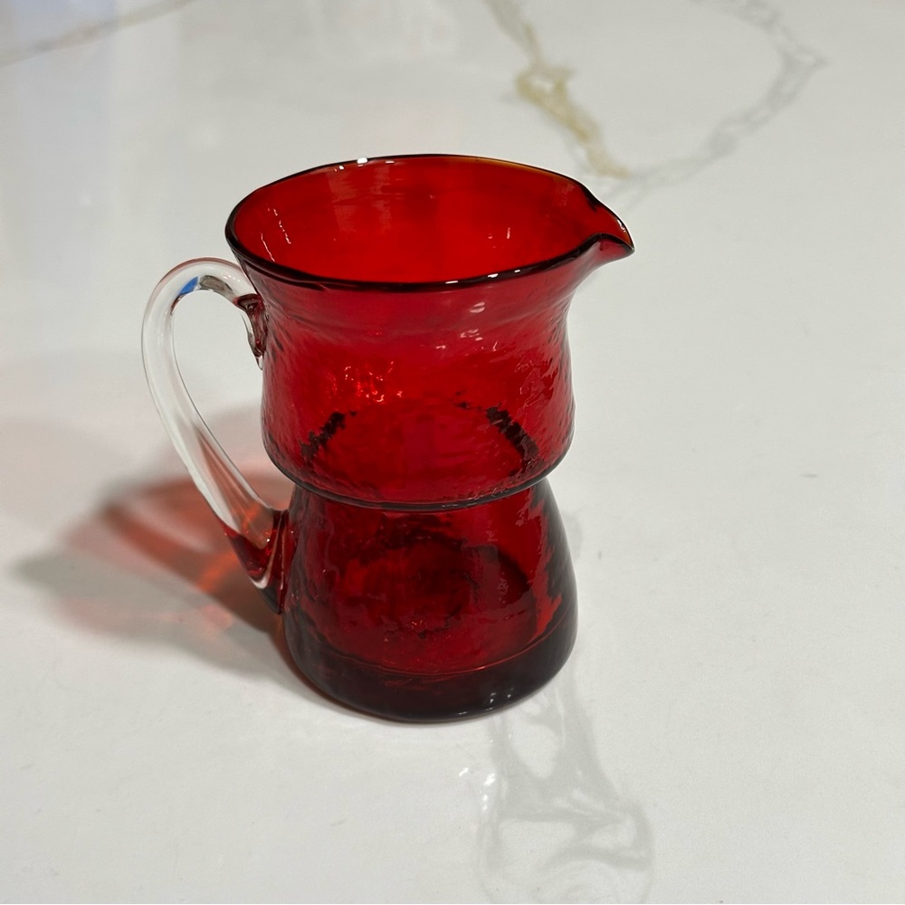 VINTAGE RUBY HANDMADE GLASS BLOWN CUP